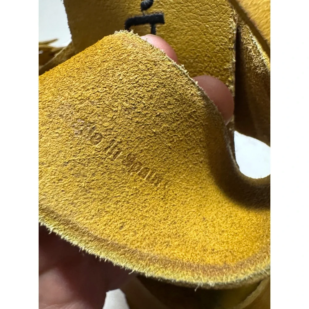 Art Company Yellow Leather Floral Wedge Sandals Made in Spain Size 41
